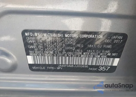 2018 Mitsubishi Outlander Sport 2.4 Se from USA, damaged, VIN JA4AP3AW5JU000696